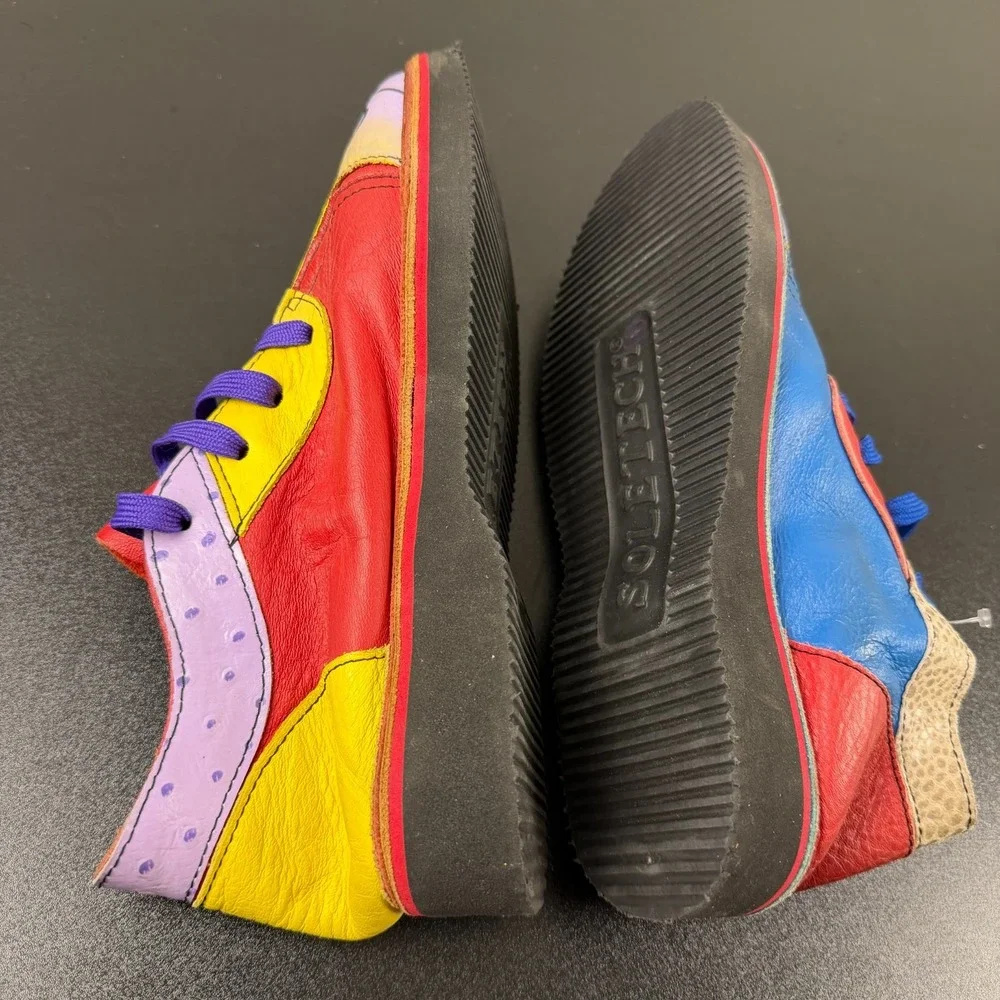 Soletech Hand Painted Shoes Women's Size 8.5 Multicolor Leather Casual Lace-Up